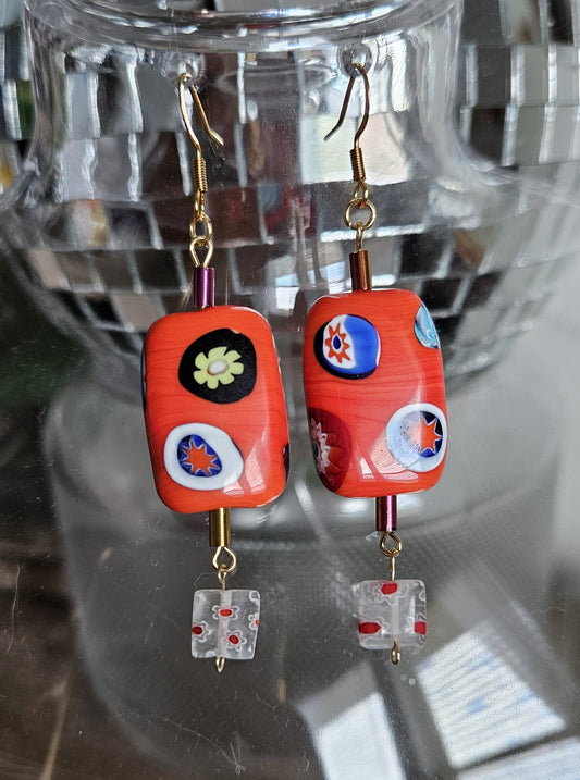 Funky Red Tile Earrings